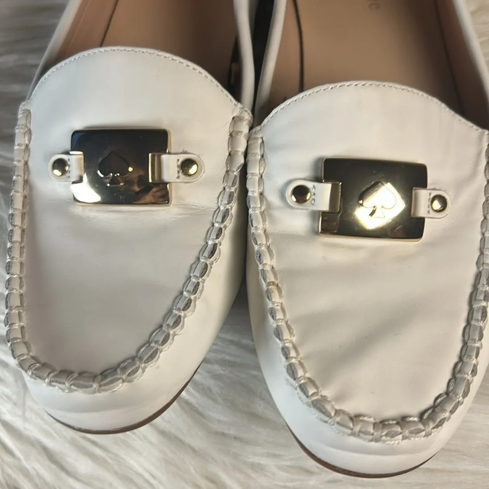 KATE SPADE Loafers Women's Size 8 Kate Spade Carmen S1350018 White Leather Shoes - Picture 15 of 15